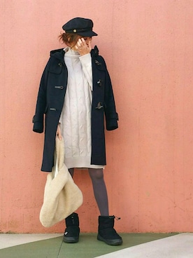 「ヌプシ」｜「アイテム（ダッフルコート）」を使った、JUNKOさん（レディース・162cm）の冬コーディネート