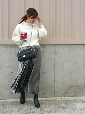 「バルーンスリーブ」｜JUNKOさん（レディース・162cm）の冬コーディネート