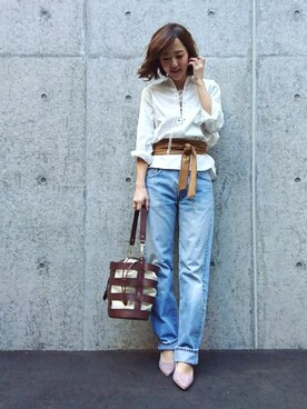 「ドラフトリーバイス」｜「アイテム（ショルダーバッグ）」を使った、JUNKOさん（レディース・162cm）の冬コーディネート