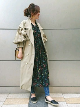 「カコバッグ」｜「アイテム（トレンチコート）」を使った、JUNKOさん（レディース・162cm）の春コーディネート