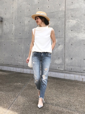 「Mathilda（マチルダ）のアイテム（パンプス）」を使った、JUNKOさん（レディース・162cm）の春コーディネート