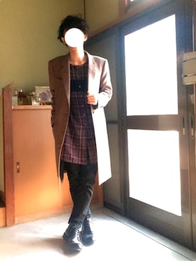 「シャリーフ(SHAREEF)」｜「アイテム（チェスターコート）」を使った、HIROさん（メンズ・159cm）の冬コーディネート