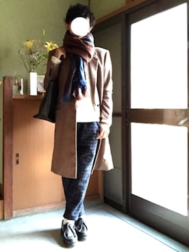 「パラブーツ」｜「アイテム（チェスターコート）」を使った、HIROさん（メンズ・159cm）の冬コーディネート