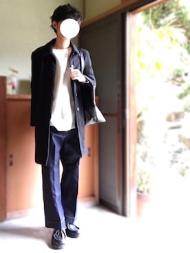 「パラブーツ」｜「アイテム（ステンカラーコート）」を使った、HIROさん（メンズ・159cm）の春コーディネート