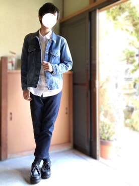 「JOHN LAWRENCE SULLIVAN（ジョンローレンスサリバン）のアイテム（デニムジャケット）」を使った、HIROさん（メンズ・159cm）の春コーディネート