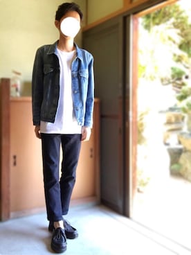 「JOHN LAWRENCE SULLIVAN（ジョンローレンスサリバン）のアイテム（デニムジャケット）」を使った、HIROさん（メンズ・159cm）の春コーディネート