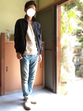 「beautiful people（ビューティフルピープル）のアイテム（MA-1）」を使った、HIROさん（メンズ・159cm）の春コーディネート