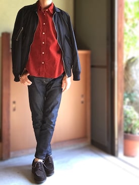「beautiful people（ビューティフルピープル）のアイテム（MA-1）」を使った、HIROさん（メンズ・159cm）の秋コーディネート