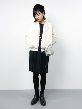 「MARBLE WALTS（マーブルワルツ）のアイテム（ブルゾン）」を使った、ambiさん（レディース・160cm）の冬コーディネート