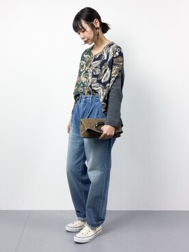 ambiさんの「WIDE SILHOUETTE 2TACK DENIM：ワイドデニム」を使ったコーディネート