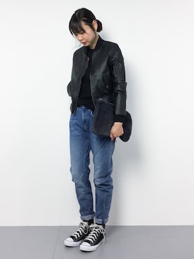 「haco!（ハコ）のアイテム（MA-1）」を使った、ambiさん（レディース・160cm）の冬コーディネート