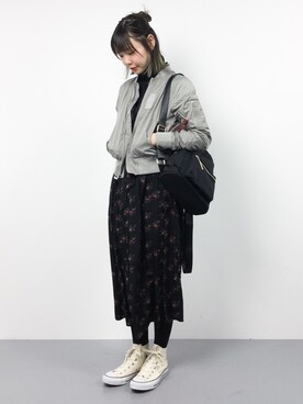 「SEVENDAYS=SUNDAY（セブンデイズサンデイ）のアイテム（MA-1）」を使った、ambiさん（レディース・160cm）の冬コーディネート