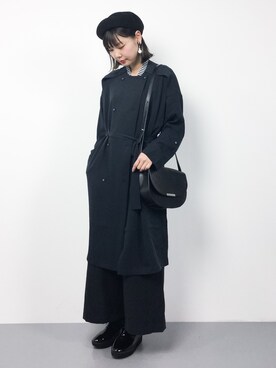 「OSMOSIS（オズモーシス）のノーカラーダブルコート（その他アウター）」を使った、ambiさん（レディース・160cm）の冬コーディネート