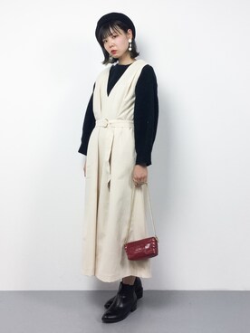 「Settimissimo（セッティミッシモ）のアイテム（オールインワン・サロペット）」を使った、ambiさん（レディース・160cm）の冬コーディネート
