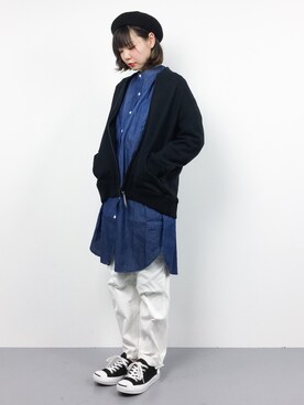 「mercibeaucoup,（メルシーボークー）のアイテム（ジャケット/アウター）」を使った、ambiさん（レディース・160cm）の冬コーディネート