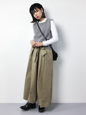 「chambre de charme（シャンブルドゥシャーム）のアイテム（パンツ）」を使った、ambiさん（レディース・160cm）の冬コーディネート