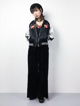 「SpRay（スプレイ）のアイテム（MA-1）」を使った、ambiさん（レディース・160cm）の冬コーディネート