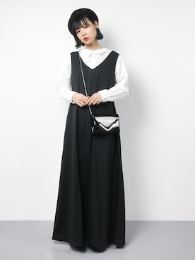 「antiqua（アンティカ）のアイテム（つなぎ/オールインワン）」を使った、ambiさん（レディース・160cm）の冬コーディネート