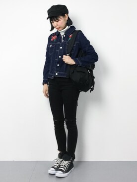 「rps（アールピーエス）のアイテム（デニムジャケット）」を使った、ambiさん（レディース・160cm）の冬コーディネート