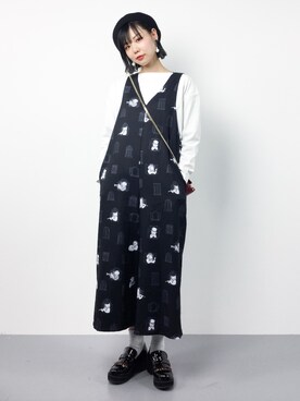 「merlot plus（メルロープリュス）のアイテム（オールインワン・サロペット）」を使った、ambiさん（レディース・160cm）の冬コーディネート