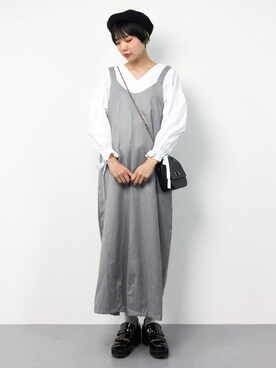 「merlot plus（メルロープリュス）のアイテム（オールインワン・サロペット）」を使った、ambiさん（レディース・160cm）の春コーディネート