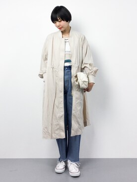 「アイテム（モッズコート、ピンク系）」を使った、ambiさん（レディース・160cm）の春コーディネート