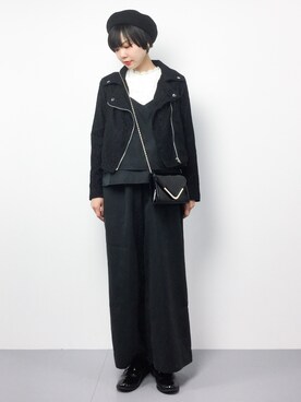 「SpRay（スプレイ）のアイテム（ライダースジャケット）」を使った、ambiさん（レディース・160cm）の春コーディネート