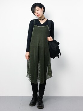 「Pierrot（ピエロ）の●UVカット＆お家で洗えるVネック長袖ウォッシャブルリブニット（ニット/セーター）」を使った、ambiさん（レディース・160cm）の春コーディネート