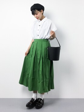 「titivate（ティティベイト）のタイプライタータックフレアスカート（スカート）」を使った、ambiさん（レディース・160cm）の夏コーディネート