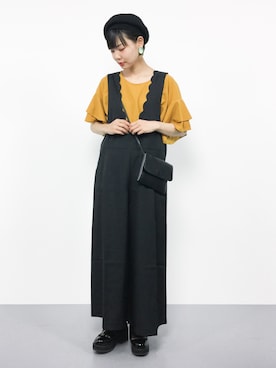 「merlot plus（メルロープリュス）のアイテム（オールインワン・サロペット）」を使った、ambiさん（レディース・160cm）の夏コーディネート