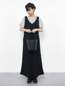 「レトロ」｜「アイテム（つなぎ/オールインワン）」を使った、ambiさん（レディース・160cm）の夏コーディネート