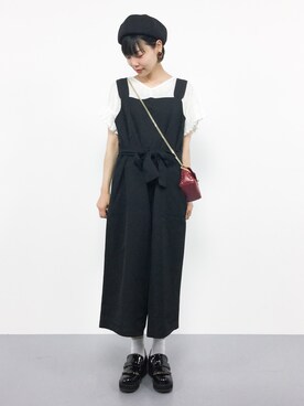 「merlot plus（メルロープリュス）のアイテム（オールインワン・サロペット）」を使った、ambiさん（レディース・160cm）の夏コーディネート