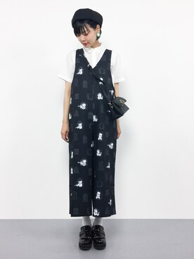 「merlot plus（メルロープリュス）のアイテム（オールインワン・サロペット）」を使った、ambiさん（レディース・160cm）の夏コーディネート
