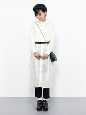 「note et silence （ノートエシロンス）のアイテム（シャツワンピース）」を使った、ambiさん（レディース・160cm）の夏コーディネート