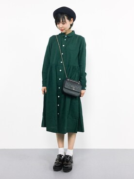 シャツワンピースを使った 緑 の人気ファッションコーディネート 季節 6月 8月 Wear