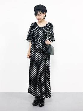「レトロ」｜「アイテム（つなぎ/オールインワン）」を使った、ambiさん（レディース・160cm）の夏コーディネート
