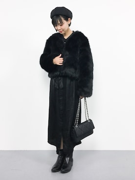 「ファー」｜「アイテム（シャツワンピース）」を使った、ambiさん（レディース・160cm）の秋コーディネート