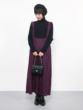 「merlot plus（メルロープリュス）のアイテム（オールインワン・サロペット）」を使った、ambiさん（レディース・160cm）の秋コーディネート
