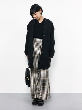 「DETAILS（ディテールズ）のアイテム（ノーカラージャケット）」を使った、ambiさん（レディース・160cm）の秋コーディネート
