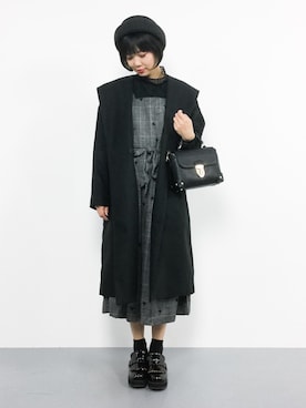 「レトロ」｜「アイテム（ダウンジャケット/コート）」を使った、ambiさん（レディース・160cm）の秋コーディネート