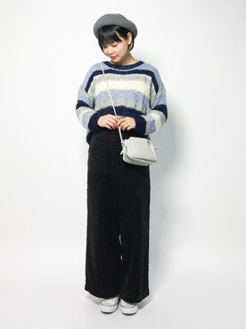 「FREAK'S STORE（フリークスストア）のレザーパイピングバスクベレー（ハンチング/ベレー帽）」を使った、ambiさん（レディース・160cm）の秋コーディネート