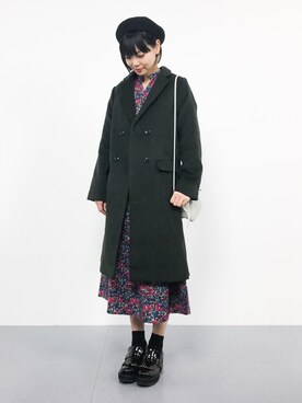 「POU DOU DOU（プードゥドゥ）のアイテム（チェスターコート）」を使った、ambiさん（レディース・160cm）の冬コーディネート
