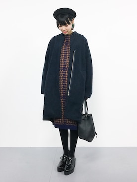 「one after another NICE CLAUP（ワンアフターアナザーナイスクラップ）のアイテム（ハンチング/ベレー帽）」を使った、ambiさん（レディース・160cm）の冬コーディネート