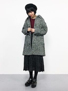 「レトロ」｜「アイテム（ステンカラーコート）」を使った、ambiさん（レディース・160cm）の冬コーディネート