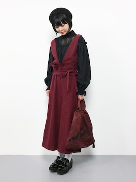 「merlot plus（メルロープリュス）のアイテム（オールインワン・サロペット）」を使った、ambiさん（レディース・160cm）の冬コーディネート
