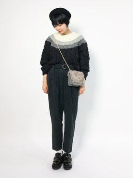 「PAR ICI（パーリッシィ）のアイテム（ニット/セーター）」を使った、ambiさん（レディース・160cm）の冬コーディネート