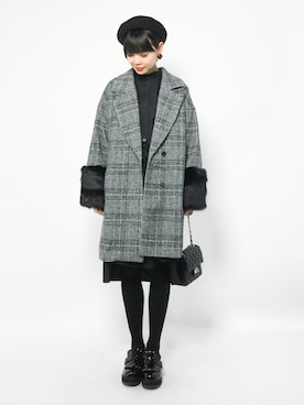「グレンチェック」｜「アイテム（シャツワンピース）」を使った、ambiさん（レディース・160cm）の冬コーディネート