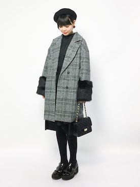 「グレンチェック」｜「アイテム（シャツワンピース）」を使った、ambiさん（レディース・160cm）の冬コーディネート