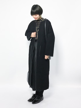 「antiqua（アンティカ）のアイテム（ノーカラージャケット）」を使った、ambiさん（レディース・160cm）の冬コーディネート