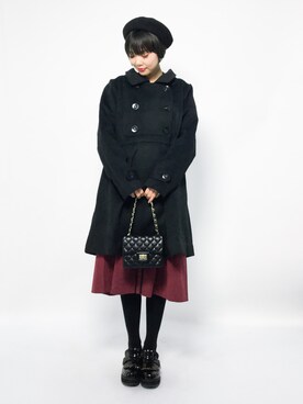 「レトロ」｜「アイテム（ピーコート）」を使った、ambiさん（レディース・160cm）の冬コーディネート